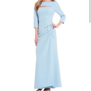 Adrianna Papell Blue Keyhole Neck 3/4 Sleeve Gown Dress Size 16